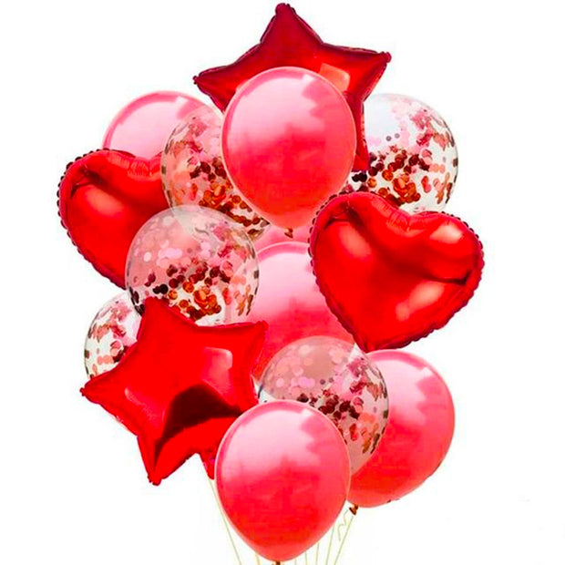 10 Ballons Cœur Rose