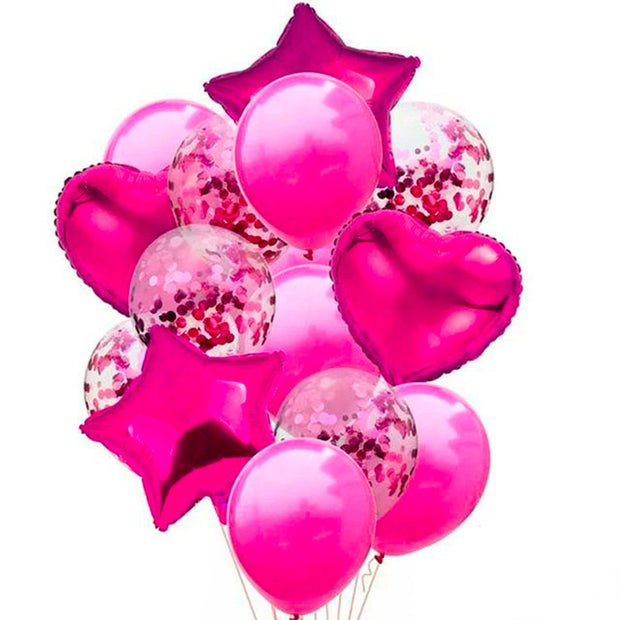 10 Ballons Cœur Rose