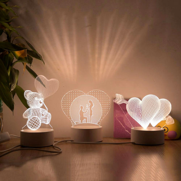 Lampe  LED 3D "Amour" à Offrir