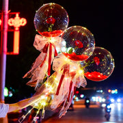 Rose et son Ballon à LED Romantique | Cadeau Saint-Valentin