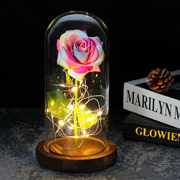 Rose Eternelle Cloche de Verre à LED - Cadeau Décoratif