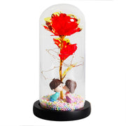 Rose Eternelle en Métal Cloche de Verre à LED - Cadeau Couple